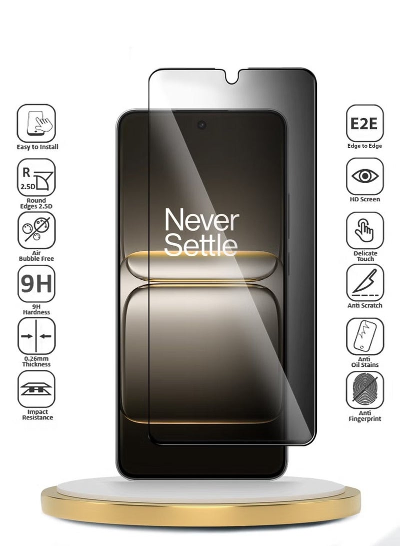 دبليو تيك واقي شاشة زجاجي مقسى مع تغطية كاملة لخصوصية سلسلة 5G OnePlus Nord CE5 2025 Premium E2E (MSGECP) - شفاف/أسود - Image 2